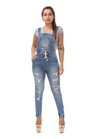 jardineira jeans sawary plus size feminina