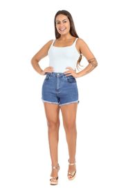 shorts jeans com suspensório feminino